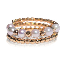 Load image into Gallery viewer, Two-Layer Yellow/Rose Gold and Akoya Pearl Spiral Ring
